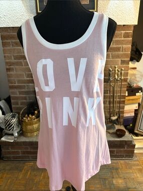 PINK Victoria's Secret White-Trim Pink LOVE PINK Tank